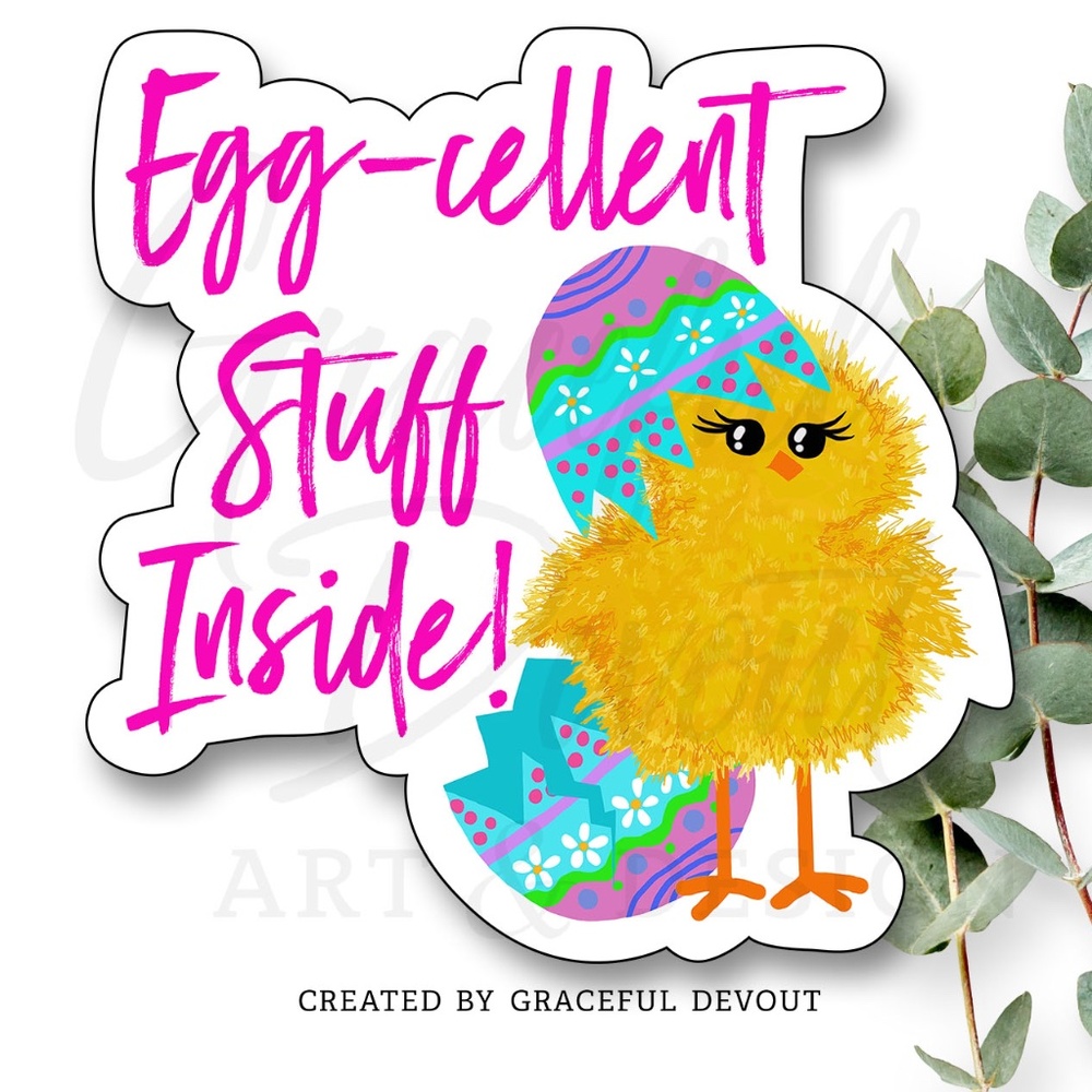 Egg-cellent Stuff Inside! - 2" (inches) Sticker (96ct.) Stickers